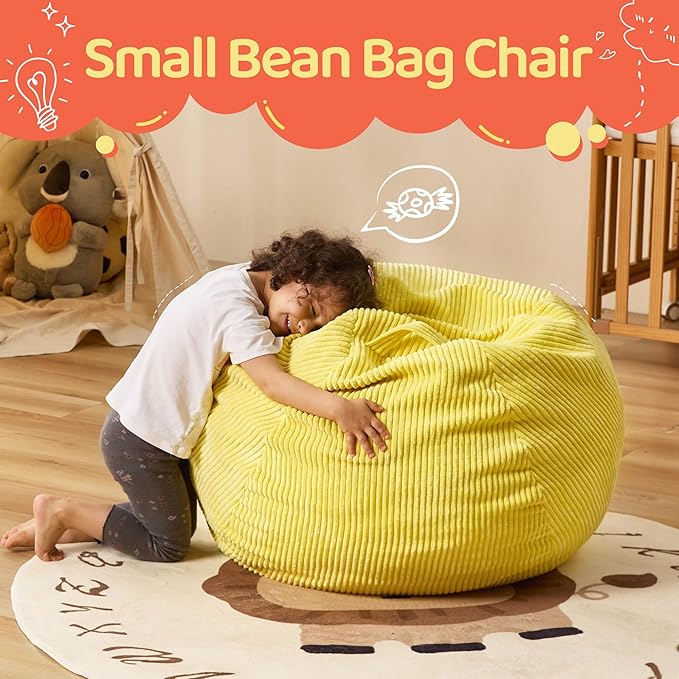 Bean Bag Chairs Teardrop Bean Bag Chair Beanbag Chair with Memory Foam Filled Machine Washable Cover for Living Room, Bedroom (Small,Yellow)-Ruum Studio Home