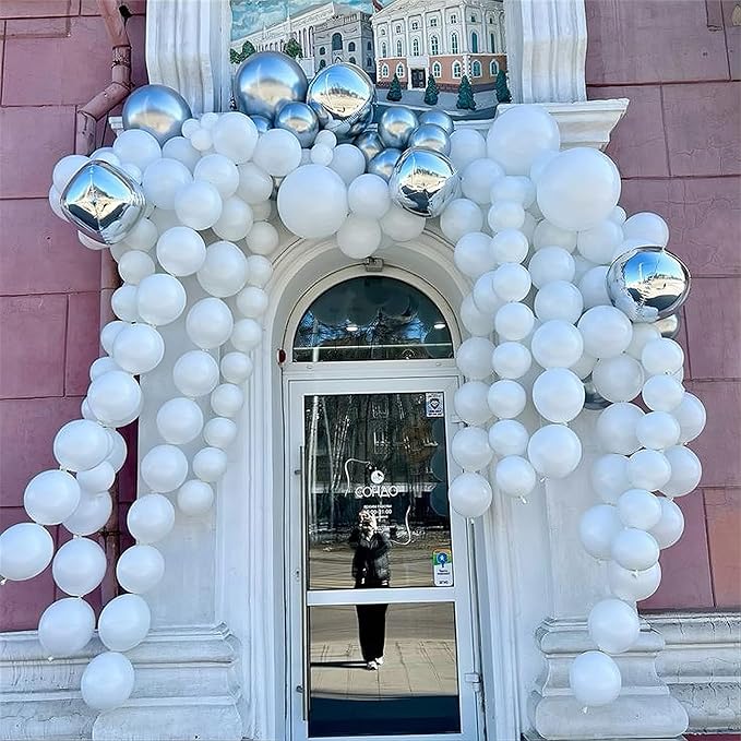 White Quick Link Balloons, 120PCS Linking Balloons for Making Balloon Wall Balloon Arch Balloon Chains, Pearl Balloons for Wedding Birthday Baby Shower Graduation Grad Party Decorations (6+10inch)-Ruum Studio Home