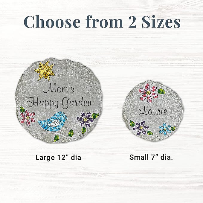 Let's Make Memories Personalized Mosaic Garden Stone - for Grandma, Mom – Small Stone - Personalize Message-Ruum Studio Home