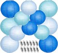 Paper Lanterns Decorative, Blue Hanging Paper Round Chinese Lanterns with Lights for Wedding Graduation Birthday Party 12 LED Light Pack of 12-Ruum Studio Home