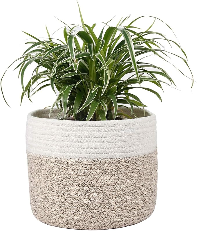 Woven Cotton Rope Plant Basket for 8" Flower Pot Small Basket for Plants Storage Organizer H7.5 x W8.5-Ruum Studio Home