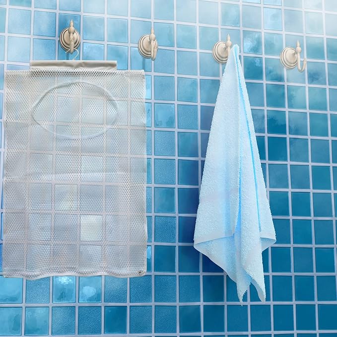 Hanging Mesh Laundry Hamper (30in*20in*2in) Large Dirty Clothes Bag, Can Be Used Behind The Door & Closet & Caravan& Bathroom (White)-Ruum Studio Home