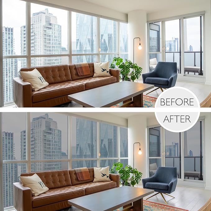 HIDBEA One Way Privacy Window Film, Daytime Mirror Reflective Heat Control UV Sun Blocking Non-Adhesive Static Cling Window Tint for Home and Office(Gray-Silver, 17.5 Inch x 6.5 Feet)-Ruum Studio Home