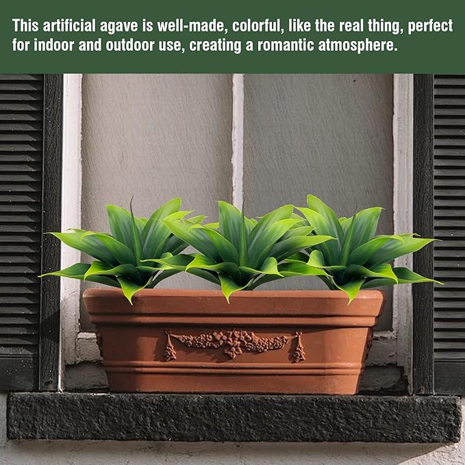 Fake Plants Artificial Agave Plants,Large UV Resistant Fake Agave Planters for Indoor and Outdoor Decorating Tropical Plant Succulents Greenery Indoor Decor((2Pack Light Green) 13.8"-Ruum Studio Home