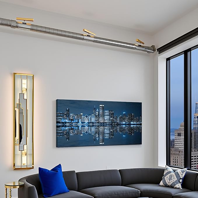 LevvArts Modern City Wall Art Chicago Downtown at Night Picture Print on Canvas Building Artwork for Office Living Room Wall Decoration-Ruum Studio Home