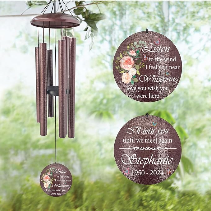 ASTARIN 36" Large Deep Tone Personalized Sympathy Wind Chimes, Memorial Wind Chime for Loss of Mother Father Loved One, Hummingbird Bereavement Gifts Decor Outdoor Patio Garden Graveyard-Ruum Studio Home