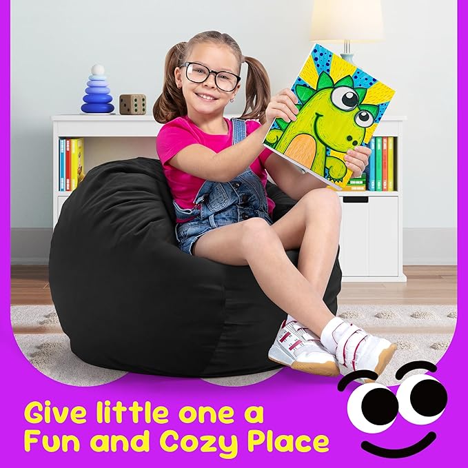 Hobestluk Bean Bag Chairs 2.5FT Bean Bag Chair with Memory Foam Filled & Machine Washable Cover,Beanbag Chair, Small Bean Bag Chairs for Playroom, Living Room, Bedroom-Ruum Studio Home
