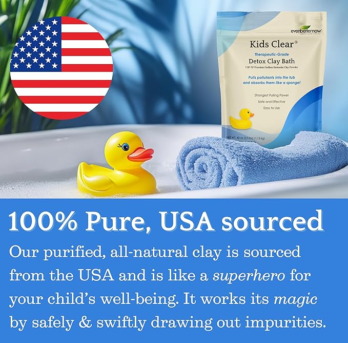 Kids Clear Detox Clay Bath, 100% Pure Sodium Bentonite - Cleansing and Purifying, by -Evenbetternow LLC – 2.5 lb (40 oz) Standard Size-Ruum Studio Home