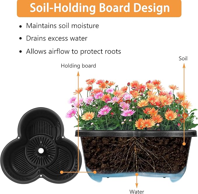 VECELO 5 Tier Vertical Garden Planter, Self Watering Stackable Planters with Wheels for Strawberries, Herbs, Flowers, Vegetables, Black-Ruum Studio Home