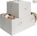 StorageWorks Storage Baskets for Shelves, Foldable Fabric Closet Storage Bins with Handles, Fabric Storage Bins Clothes Organizer, Beige Stripes, 3-Pack, Extra Large-Ruum Studio Home