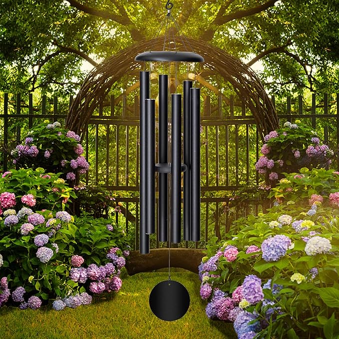 45'' Wind Chimes Outdoor,Memorial Wind Chime, Large Wind Chimes for Outside Deep Tone, Sympathy Gifts. Black-Ruum Studio Home