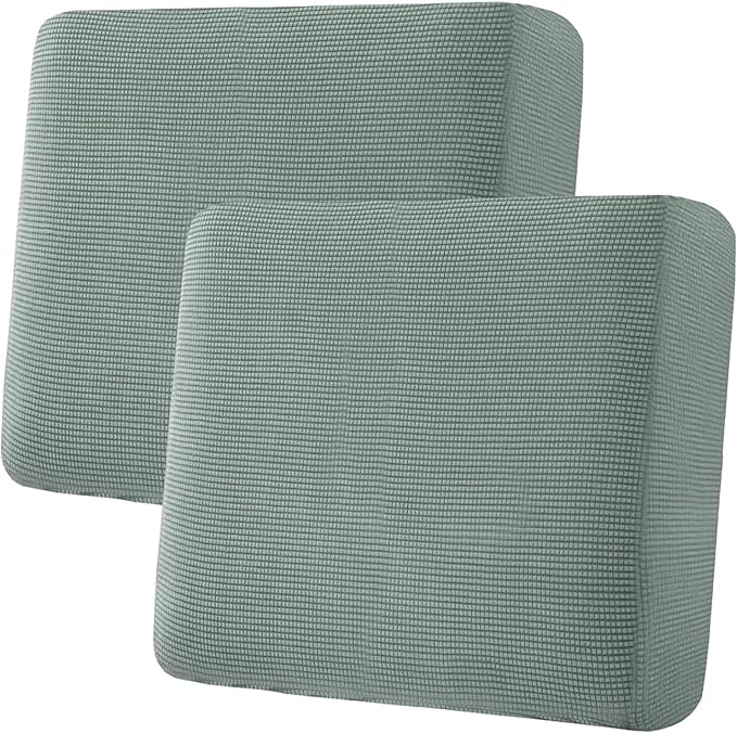 H.VERSAILTEX Super Stretch Individual Seat Cushion Covers Sofa Covers Couch Sets Slipcover Thick Jacquard Textured Twill Fabric (2 Piece Large Sofa Cushion Covers, Sage)-Ruum Studio Home