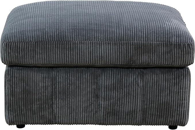 Ottoman Rectangular Storage Ottoman Bench, Flannel Footrest Stool Footstool with Lid for Living Room, Bedroom, Entryway, Dark Gray, 38"x30"x22"-Ruum Studio Home