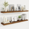 Fun Memories 48 Inch Deep Floating Shelves for Wall, 2 Pack of Long Wall Mounted Wood Shelves with Invisible Brackets for Bathroom, Bedroom, Living Room, Kitchen Decor and Storage, Brown-Ruum Studio Home