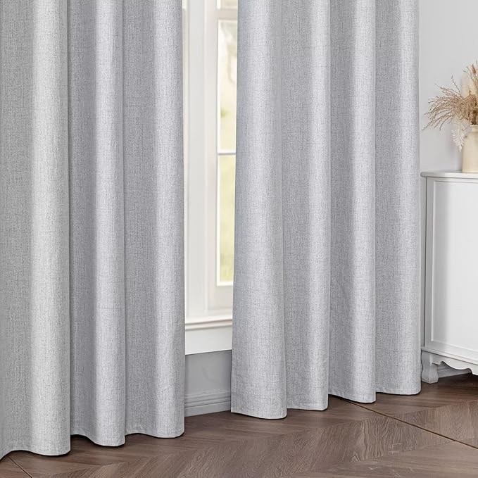 Blackout Curtains 84 Inch Length 2 Panels Set, 100% Black Out Textured Thermal Curtains, Grommet Privacy Light Blocking Drapes for Living Room Bedroom Luxury Deco(52W × 84L inch, Off-White)-Ruum Studio Home