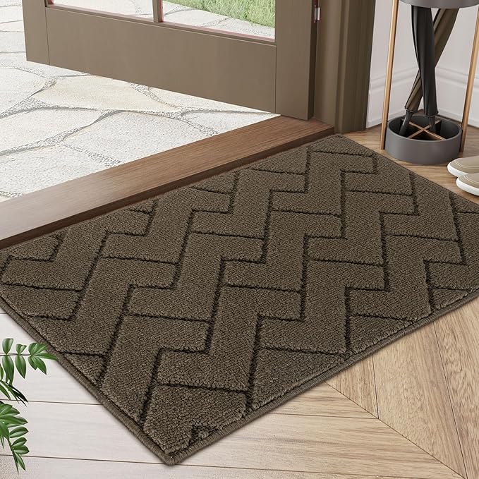 hicorfe Front Door Mat Outside Entrance,20"x31.5" Absorbent Muddy Dirt Resist Welcome Door Mats Outdoor Indoor,Stain and Fade Resistant,Non Slip Backing Entry Mat Doormat for Entryway(Latte)-Ruum Studio Home