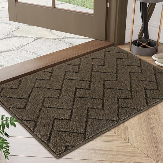 hicorfe Front Door Mat Outside Entrance,20"x31.5" Absorbent Muddy Dirt Resist Welcome Door Mats Outdoor Indoor,Stain and Fade Resistant,Non Slip Backing Entry Mat Doormat for Entryway(Latte)-Ruum Studio Home