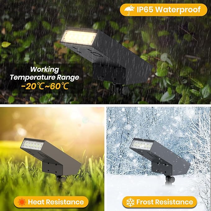 Solar Pathway Lights Outdoor, Dimmable Solar Spot Light IP65 Waterproof, 500LM 3000K Solars Outdoor Lighting for Walkway Landscape Lawn Yard-Ruum Studio Home