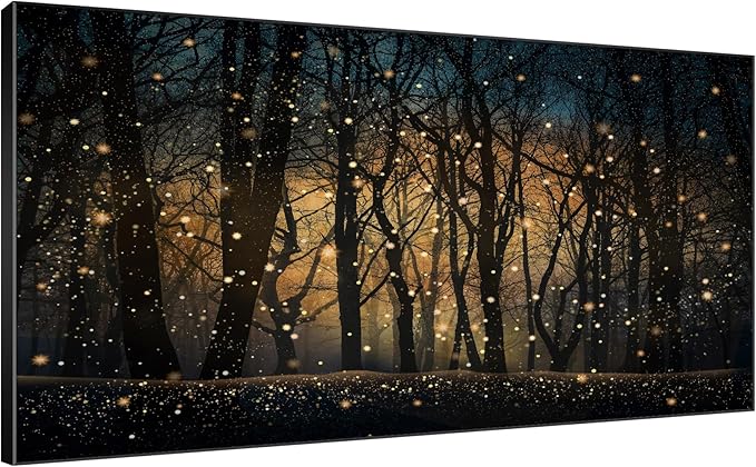 SIGNWIN 36"x72" Extra Large Framed Wall Art Magical Firefly Night Forest, Enchanted Woodland Scene for Home Living Room Bedroom Decor (Frame Assembly Required)-Ruum Studio Home