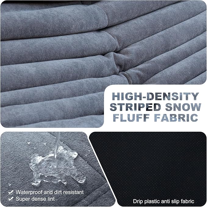 Full Foam Loveseat Sofa,Adults Bean Bag Chairs Floor Couch with Soft Waterproof Fabric,Armless Fireside Lounge Chair for Living Room,Apartment and Office (Grey)-Ruum Studio Home