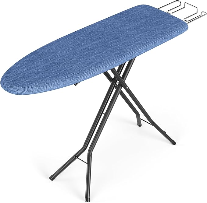 SONGMICS Ironing Board, Foldable Iron Board, Height Adjustable up to 35 Inches, with 4 Layered Cover and Pad, Iron Rest, Hook, Steel X-Legs, for Home, Laundry Room, Dorm, Midnight Blue ULLB001Q01-Ruum Studio Home