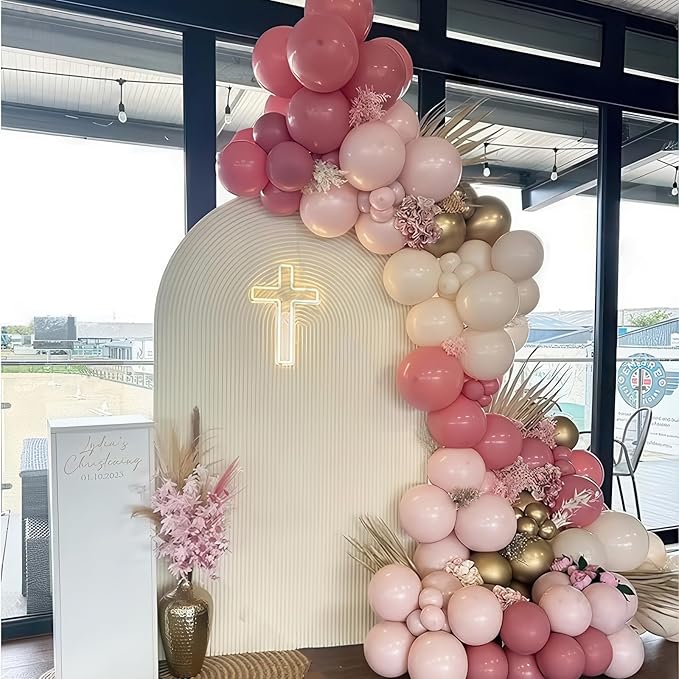 Dusty Pink Balloons 12 Inch Blush Pastel Light Baby Pink and White Latex Party Balloon with Clear Balloons for Women Girls Boho Birthday Wedding Baby Bridal Shower Anniversary Party Decoration-Ruum Studio Home