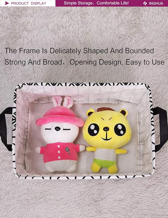 Rectangular Storage Basket Fabric Organizer Bin for Toys,Books,Clothes,Gifts,Pets-Perfect for Home,Office,Nursery,Dorm,Shelf(Rec Black Arrows)-Ruum Studio Home