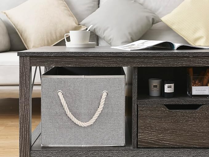 StorageWorks Storage Baskets for Shelves, Foldable Fabric Closet Storage Bins with Handles, Fabric Storage Bins Clothes Organizer, Gray, 3-Pack, Extra Large-Ruum Studio Home