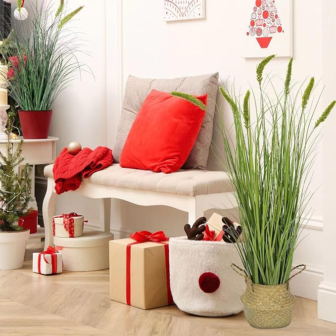 Green Onions Fake Plants,Artificial Plants Indoor, Fake Grass Decor Green Plant Fake Outdoor Flowers Fake Succulents,Artificial Tall Grass Plants with Pots House Decorative (47" 1 Pack)-Ruum Studio Home