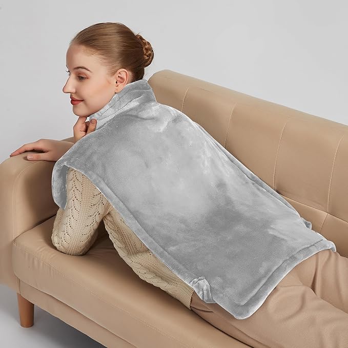 26" x 35" Flannel Neck&Shoulder&Back Heating Pad with 12 Temperature Settings&Countdown Timer, Pain Relief for Back/Neck/Shoulders/Menstrual Pain, Christmas Gifts for Women Men Mom Dad(Light Grey)-Ruum Studio Home