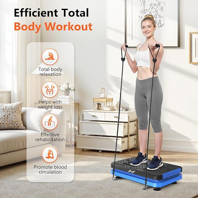 AXV Vibration Plate Fitness Platform Exercise Machine Vibrating Lymphatic Drainage Shaking Full Body Shaker Workout Vibrate Stand Shake Board Sport Gym for Weight Loss Fat Burner for Women Men-Ruum Studio Home