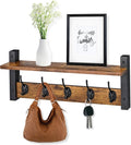 Sorbus Coat Hooks Wall Mount with Shelf – 24 Inch Coat Rack Wall Mount with 5 Heavy Duty Hooks – Floating Wall Shelf with Hooks for Entryway, Bathroom, Bedroom, Kitchen, or Mudroom (Rustic Brown)-Ruum Studio Home