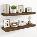 Marsmiles 31.5" Floating Shelves for Wall, Wooden Shelves with Invisible Brackets Set of 2, Rustic Farmhouse Wall Mounted Shelf for Kitchen Bathroom Living Room Study, Walnut-Ruum Studio Home