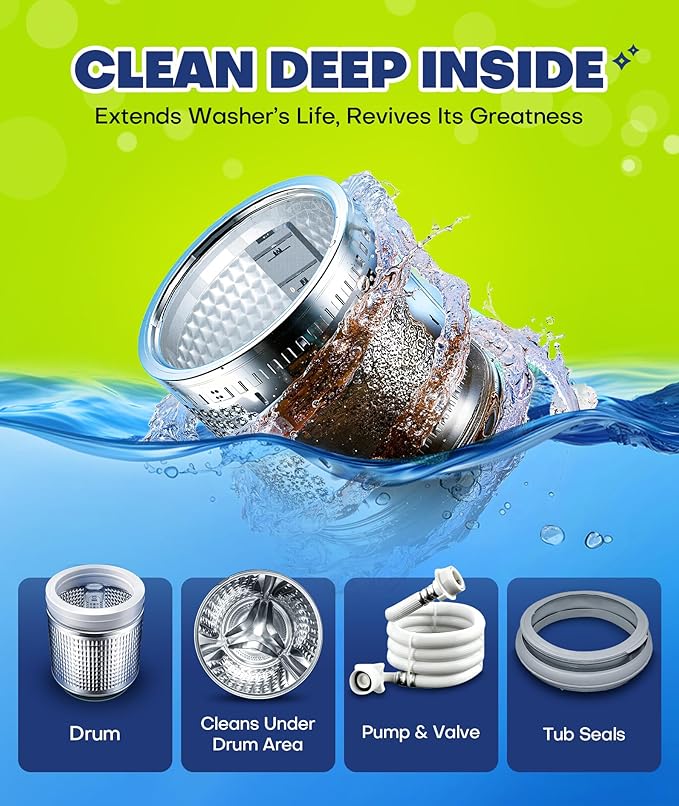 Deep Cleaning Washing Machine Cleaner Tablets, No More Odor & Pet Fur Washing Machine Cleaning Tablets, Washer Cleaner For HE Top Front Load, Septic Safe, 24 Counts/1 Year Supply-Ruum Studio Home