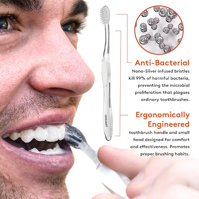 LINHART Extra Soft Toothbrush – Teeth Whitening Toothbrush with Multi Length Bristles, White with White Bristles, 2 Pack-Ruum Studio Home