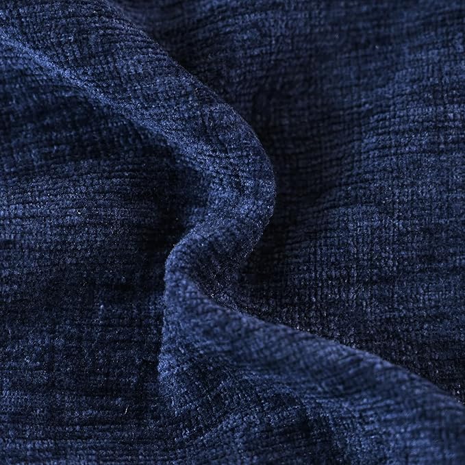 CaliTime Throw Pillow Covers Decorative 16 X 26 Inches Pack of 2 Cozy Chenille Cushion Cases for Couch Sofa Bed Living Room Home Navy Blue-Ruum Studio Home
