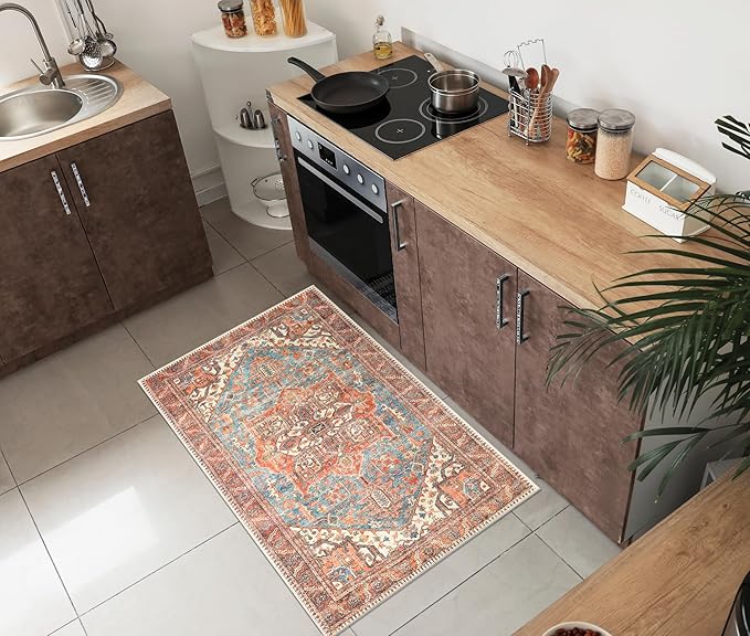 Keen Home Design 2x3 Rug - Machine Washable Entry Rug with Non-Slip Backing, Ideal for Enteryway, Kitchen, Bathroom, Laundry Room - Vintage, Easy Clean, Durable, Low Pile Rug - (2' x 3')-Ruum Studio Home
