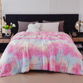 GONAAP Fuzzy Faux Fur Throw Blanket Queen Size Tie-dye Rainbow Super Soft Cozy Plush Fuzzy Shaggy Blanket for Couch Sofa Bed (Tie-dye Rainbow, Queen(90"x90"))-Ruum Studio Home