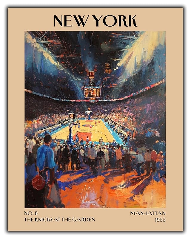 Retro Vintage New York Wall Art Print - 11x14 Unframed Poster - New York City Souvenirs, Cute Trendy Colorful Wall Decor (Knicks at the Garden, 11x14")-Ruum Studio Home