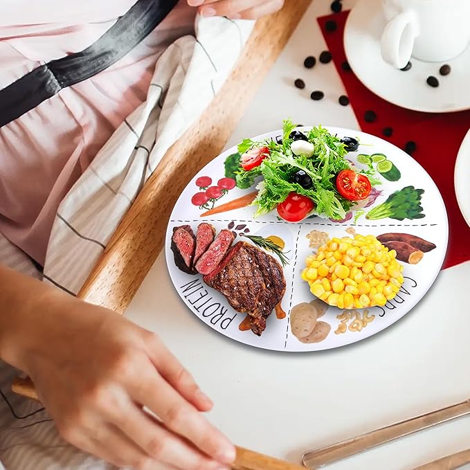 9" Portion Control Plate - Healthy Nutrition Plate for Adults and Teens, Melamine, Ideal for Weight Loss and Diabetes Management (1 Pack)-Ruum Studio Home
