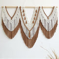 large macrame wall hanging - Boho Tapestry Macrame Wall Decor Art- Chic Bohemian Handmade Woven Tapestry Home Decoration for Bedroom Living Room Apartment Wedding Party - 43"x32" (Beige-Brown)-Ruum Studio Home