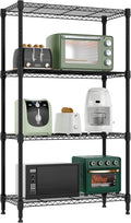 1000 lbs 4 Tier Shelf Metal Storage Shelves Wire Rack Closet Organizers for Garage Kitchen Bathroom Laundry Black 11.8" D x 25.6" W x 45.5" H-Ruum Studio Home