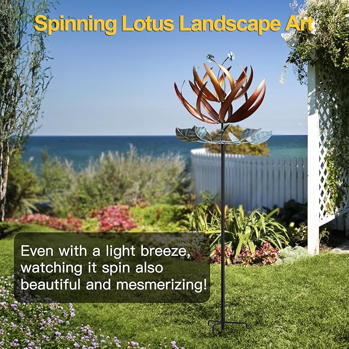 LimeHill Wind Spinner for Yard and Garden - Large Metal Kinetic Wind Sculptures for Outdoor Decorations (24 X 84 Inches)-Ruum Studio Home
