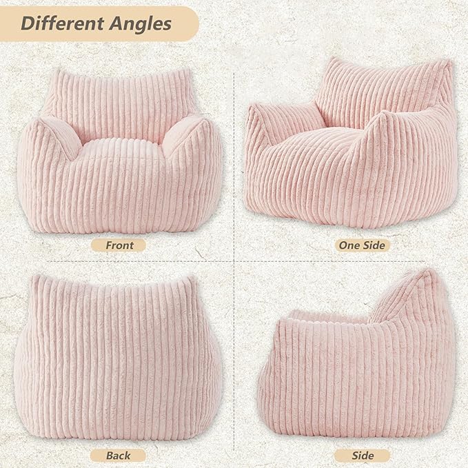 Giant Bean Bag Chairs for Adults Teens, Large Bean Bag Sofa Chairs with Filling Comfy Fuzzy BeanBag Chair with Armrests for Bedroom Living Room Reading-Ruum Studio Home