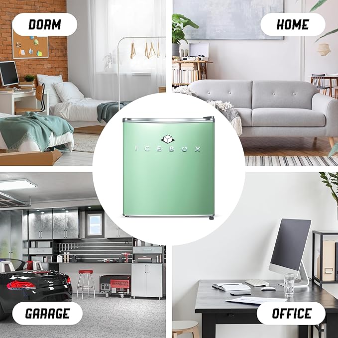 IBCR17MNT Compact, Energy Star Certified Small, Single Door Mini Fridge with Freezer Refrigerator, Standard (1.7 cu ft), Mint Green-Ruum Studio Home