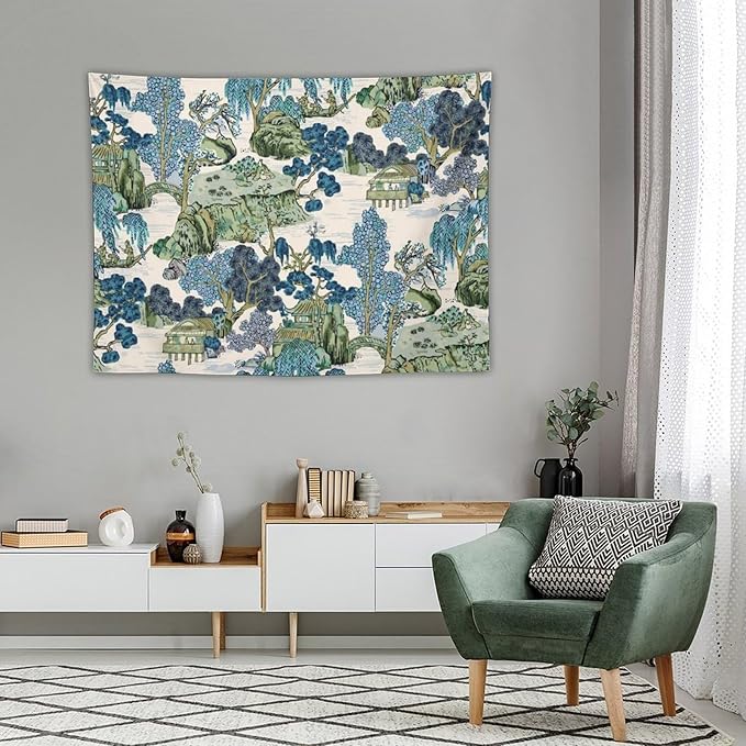 Asian Floral Wall Tapestry, 40"x30", Bedroom & Living Room Decor-Ruum Studio Home