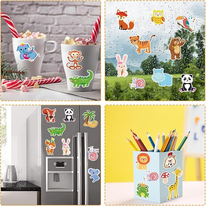 Window Clings Stickers for Kids Window Gel Clings Decals Thick Gel Clings Toddlers and Adults Classroom Home Nursery Airplane Birthday Party Supplies (Jungle Animals)-Ruum Studio Home