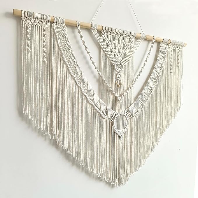 Achart Macrame Wall Hanging Large- Boho Wall Decor- large wall art- Wall Decor Living Room- Macrame Tapestry Boho Decor for Bedroom (Beige-O)-Ruum Studio Home