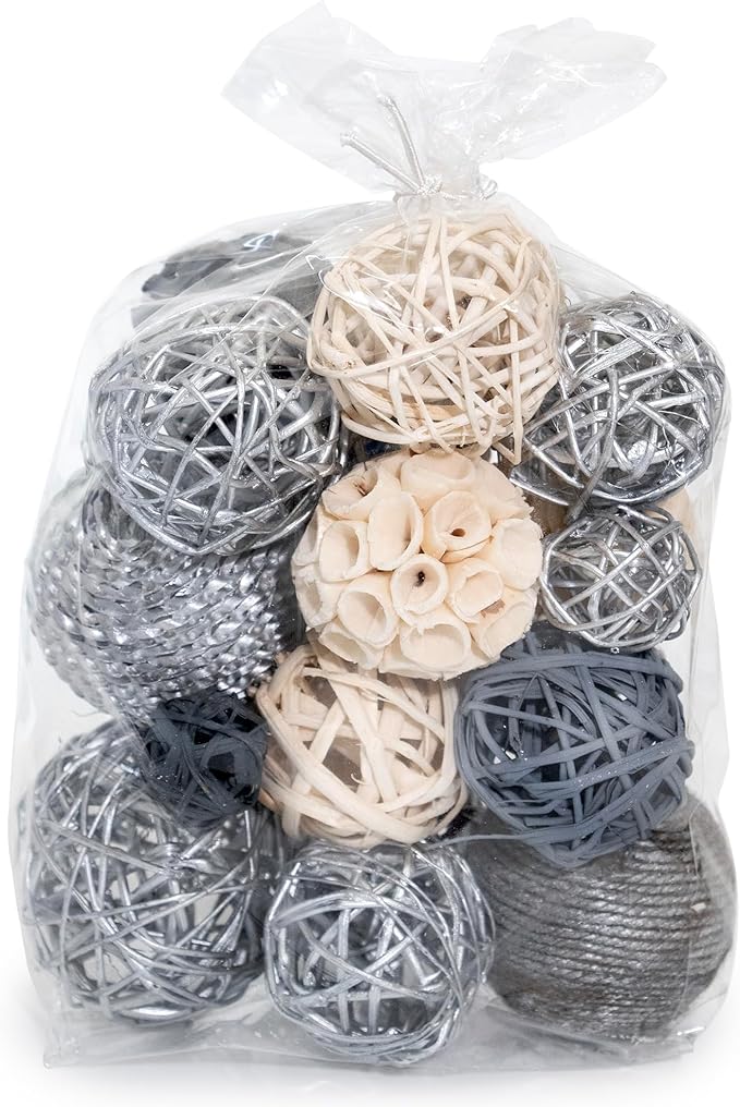 ANDALUCA Decorative Balls Bag Bowl Filler Home Decor (Silver)-Ruum Studio Home