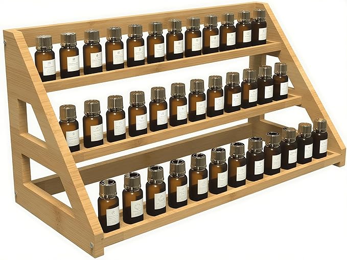 Spice Rack Organizer for Spice Jars: Large Bamboo 3-Tiered Seasoning Rack for Countertop, Kitchen, Cabinet, Pantry-Ruum Studio Home